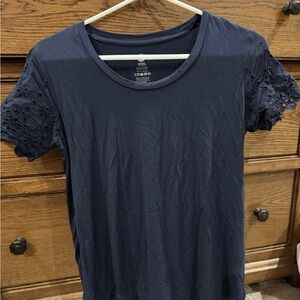 Kindred Bravely Navy Short Sleeve Eyelet Top